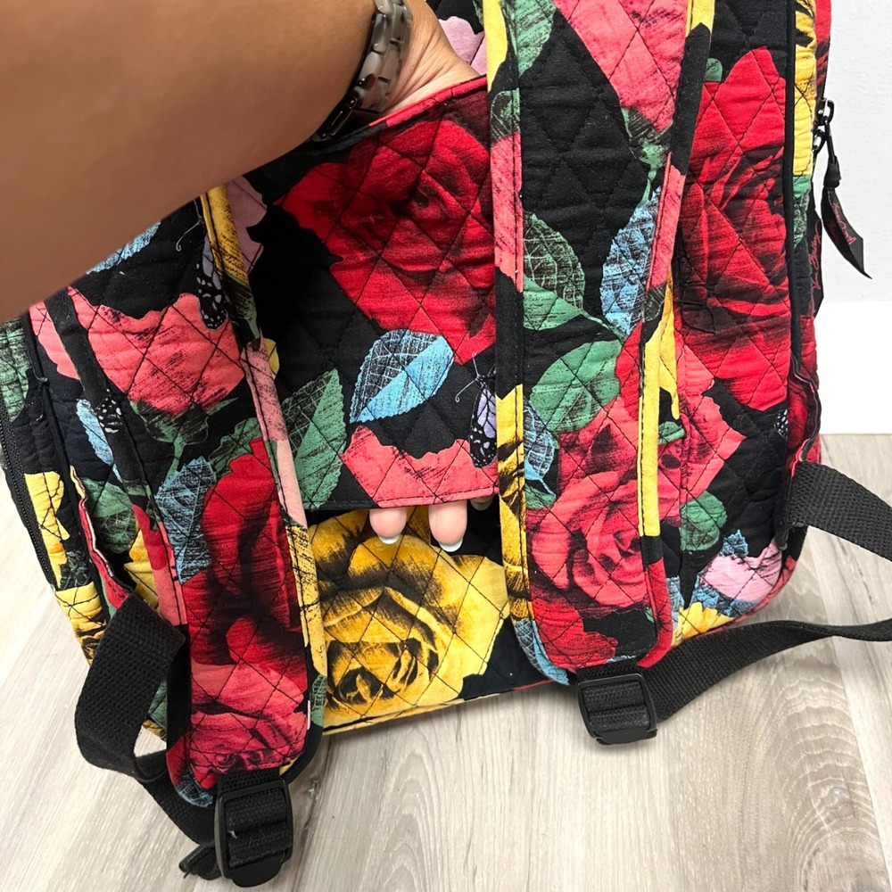 Vera Bradley Backpack OS Havana Rose Floral & Butterfly Quilted Campus Tech - Picture 5 of 12